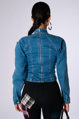 BELIEVE IN MY OWN BOW DETAIL MEDIUM BLUE DENIM TOP