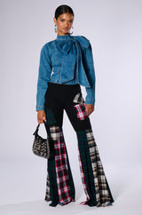 BELIEVE IN MY OWN BOW DETAIL MEDIUM BLUE DENIM TOP