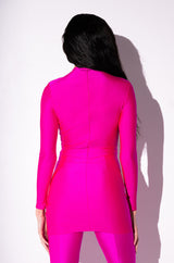 BELIEVE ME MOCK NECK RUCHED MINI DRESS