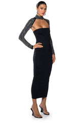 BELLA RHINESTONE ULTRA CROP MOCK NECK LAYERING TOP