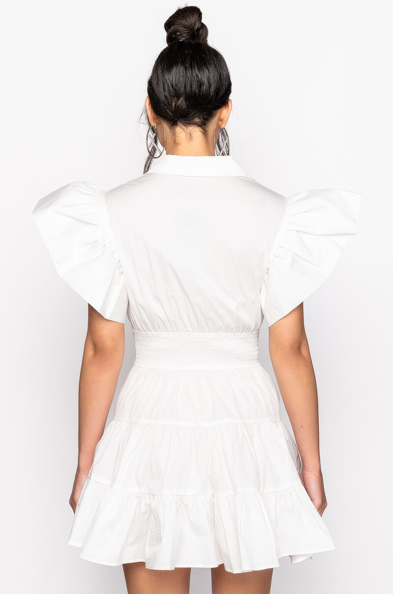 BELLE FIT AND FLARE BUTTON UP POPLIN DRESS