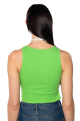 BELLE KNIT SLEEVELESS SCOOP T SHIRT IN LIME