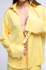 BELLISSIMA SATIN FINISH COLLARED BLOUSE IN YELLOW
