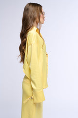 BELLISSIMA SATIN FINISH COLLARED BLOUSE IN YELLOW