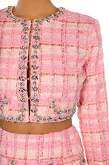 BEND AND SNAP TWO PIECE TWEED BLAZER MINI SKIRT SET