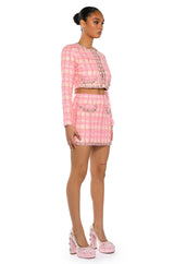 BEND AND SNAP TWO PIECE TWEED BLAZER MINI SKIRT SET