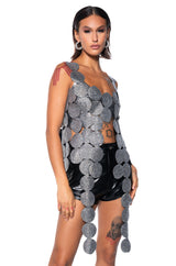 BENEATH THE SURFACE EMBELLISHED SLEEVELESS TOP