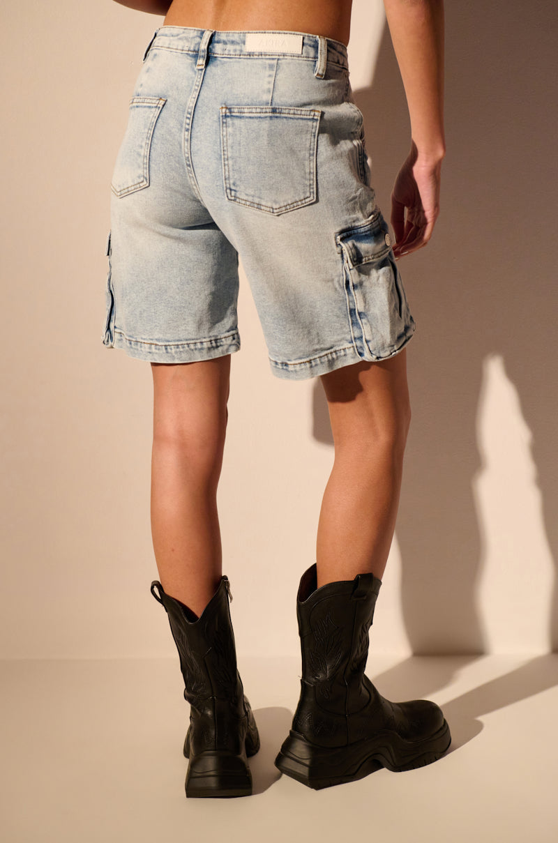 BERMUDA BOY CARGO DENIM SHORTS