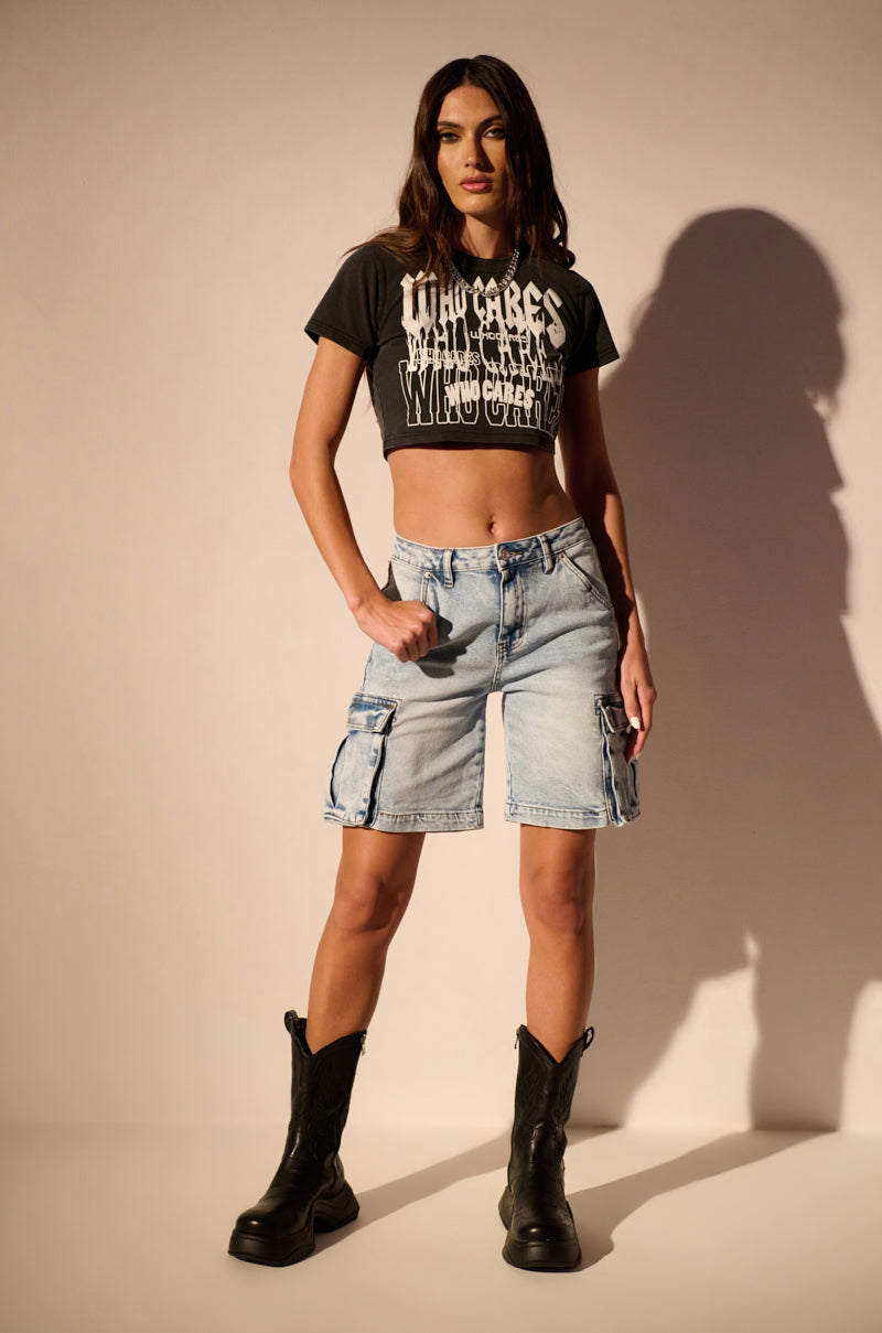 BERMUDA BOY CARGO DENIM SHORTS