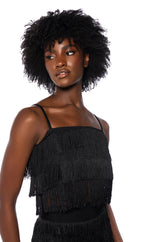 BEST EVER FRINGE TANK TOP IN BLACK