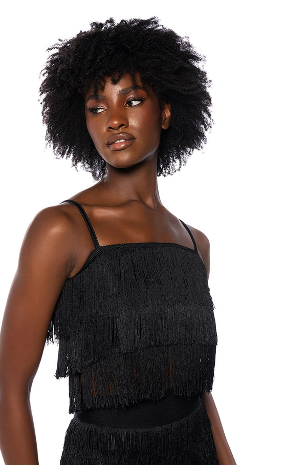 BEST EVER FRINGE TANK TOP IN BLACK