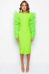 BEST IN SHOW TULLE AND BANDAGE MAXI DRESS