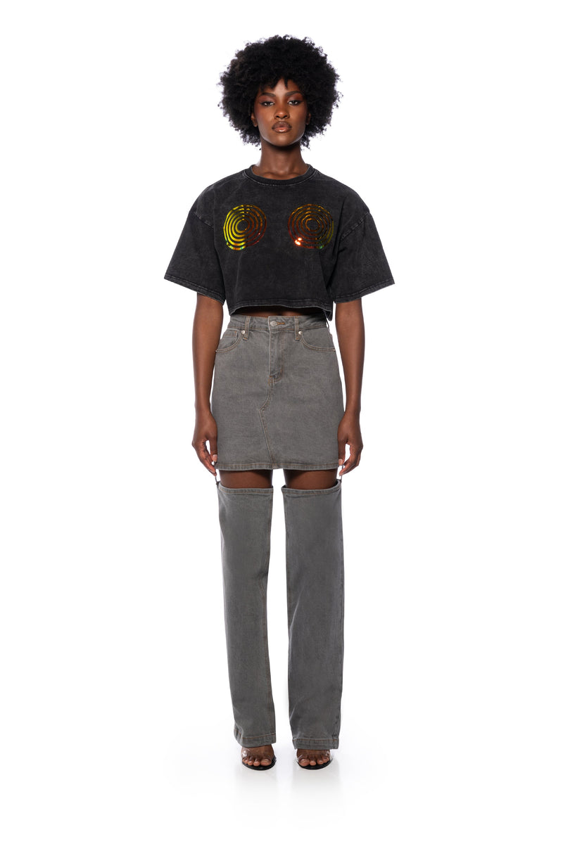 BETTER TOGETHER METALLIC PATCH GRAPHIC TSHIRT