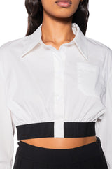 BARDOT CROPPED POPLIN BUTTON DOWN
