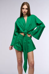 BIANCA LINEN TIE FRONT BLOUSE