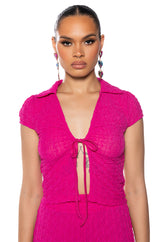 BIANCA TIE FRONT MESH TOP