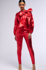 BIG BOOTY WINNIN HIGH WAIST FAUX LEATHER PANT IN RED