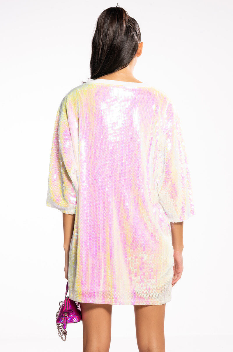 BIRTHDAY BADDIE SEQUIN T SHIRT DRESS