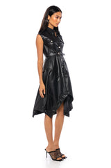BLAIRE FLARED FAUX LEATHER MINI DRESS
