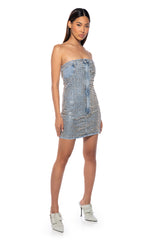 BLAKE STRAPLESS STUDDED DENIM DRESS