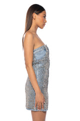 BLAKE STRAPLESS STUDDED DENIM DRESS