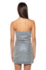 BLAKE STRAPLESS STUDDED DENIM DRESS