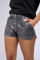 BLANCA METALLIC COATED DENIM SHORT