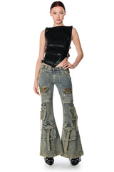 BLINDING LIGHTS BELTED FAUX LEATHER SLEEVELESS TOP