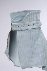 BLING IS BETTER MINI DENIM BELT SKIRT