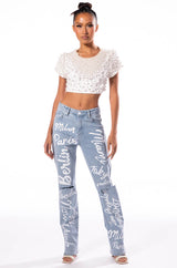 BLING IT ON EMBELLISHED T SHIRT