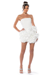 BLISS FLORAL RUFFLES STRAPLESS MINI DRESS