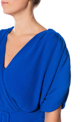 BLISS RUCHED CROSS FRONT SHORT SLEEVE MINI DRESS