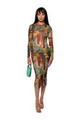 BLOOMING AT MY OWN PACE LONG SLEEVE MIDI DRESS