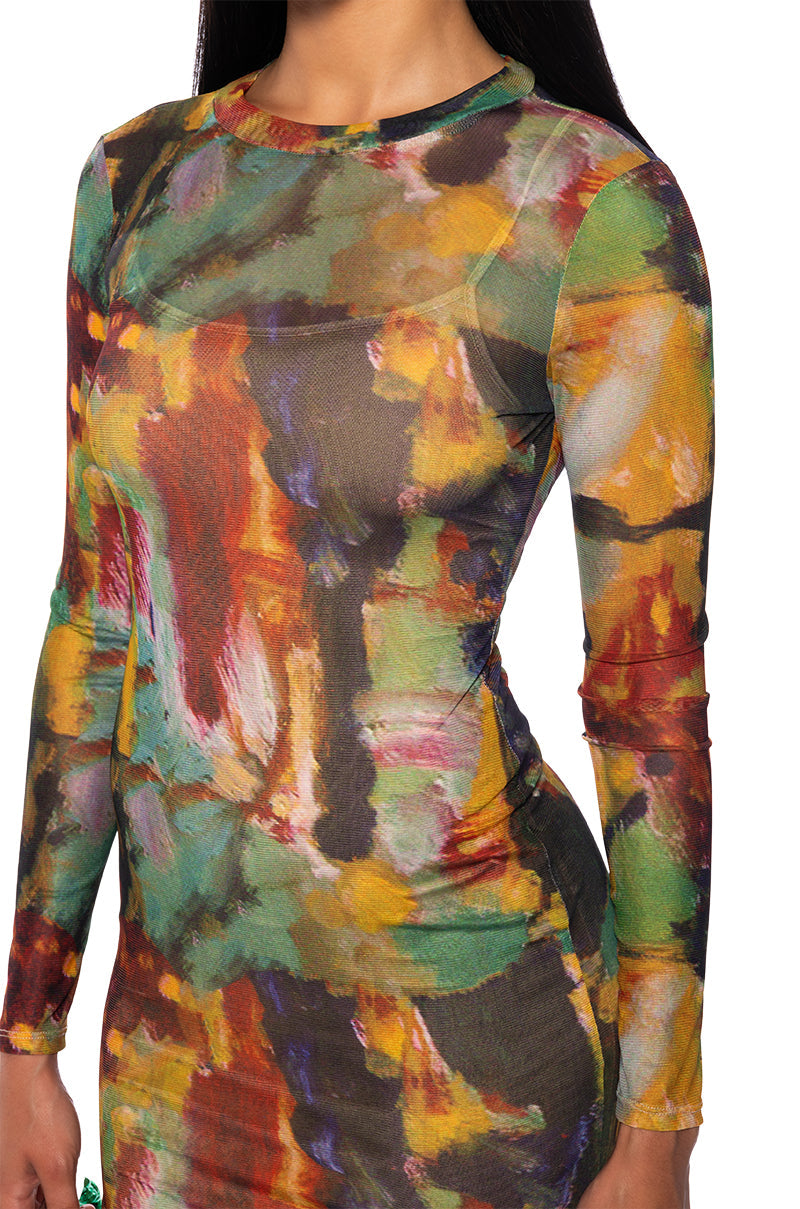 BLOOMING AT MY OWN PACE LONG SLEEVE MIDI DRESS