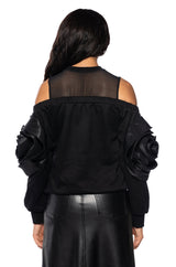 BLOOMING LONG SLEEVE CUT OUT SHOULDER SWEATSHIRT