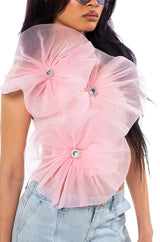 BLOSSOM TEXTURED FLOWER CROP TOP