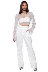 BLURRED LOVE LONG SLEEVE RHINESTONE TOP