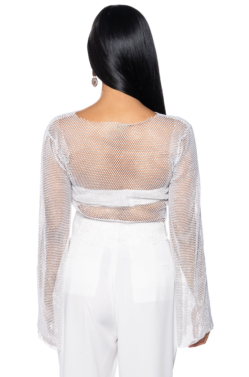 BLURRED LOVE LONG SLEEVE RHINESTONE TOP