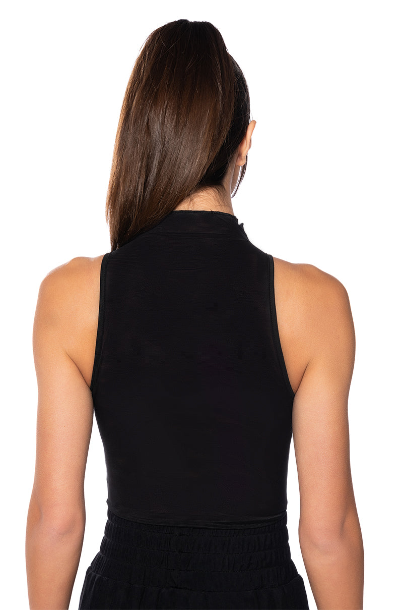 BODY LINES MESH MOCK NECK BODYSUIT
