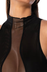 BODY LINES MESH MOCK NECK BODYSUIT