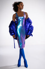 BODYWORK SLEEVELESS METALLIC BODYCON MIDI DRESS