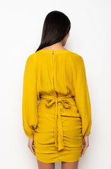 BOHO VIBES RUCHED MINI DRESS