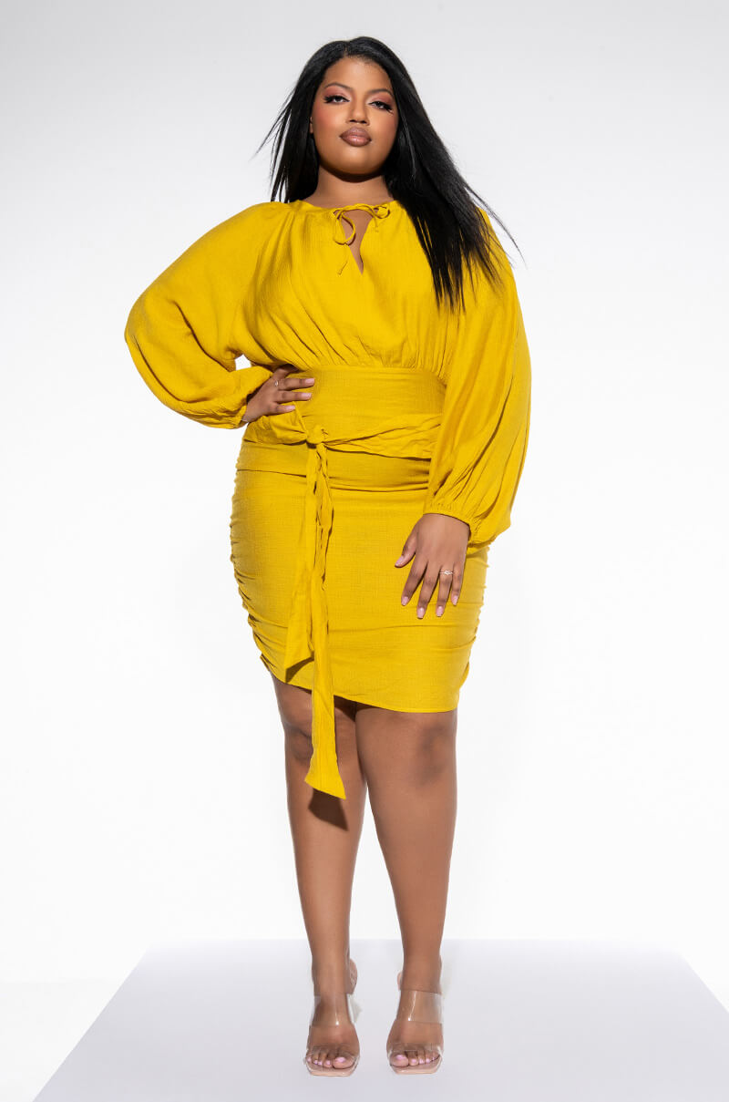 BOHO VIBES RUCHED MINI DRESS