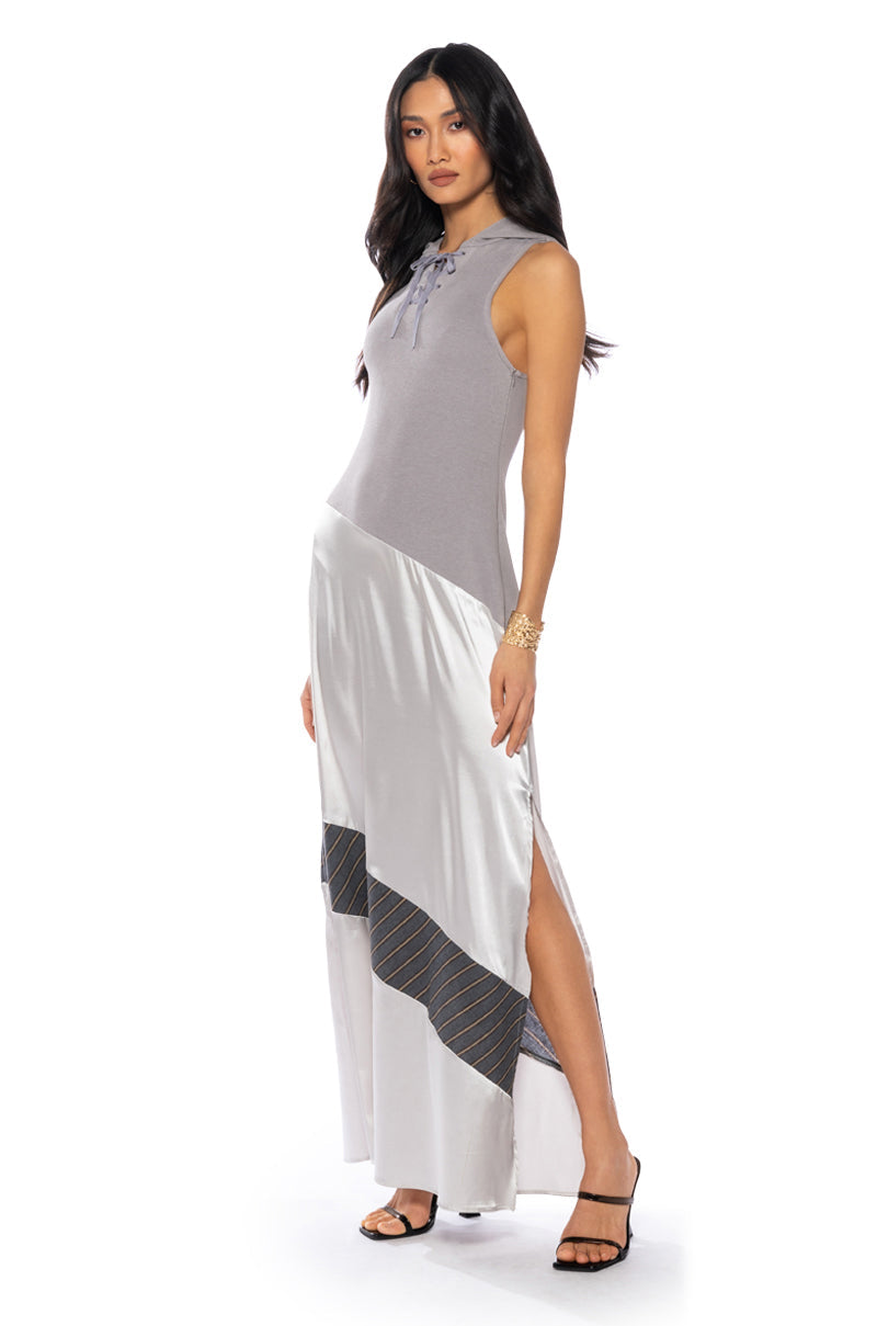 BONDI PATCHWORK HOODED MAXI DRESS