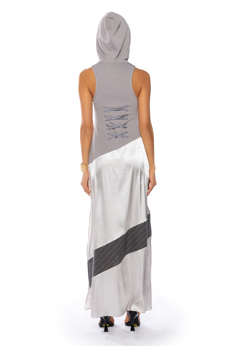 BONDI PATCHWORK HOODED MAXI DRESS