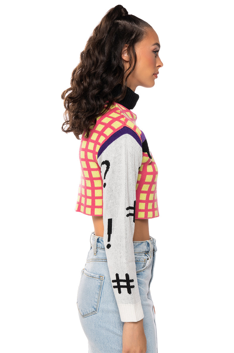 BONJOUR GRAPHIC TURTLENECK SWEATER