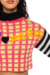 BONJOUR GRAPHIC TURTLENECK SWEATER