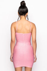 BOTTLE SERVICE METALLIC RHINESTONE MINI DRESS