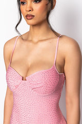BOTTLE SERVICE METALLIC RHINESTONE MINI DRESS