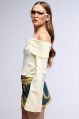 BOUJEE GIRL OFF THE SHOULDER ZIPPER SWEATER TOP